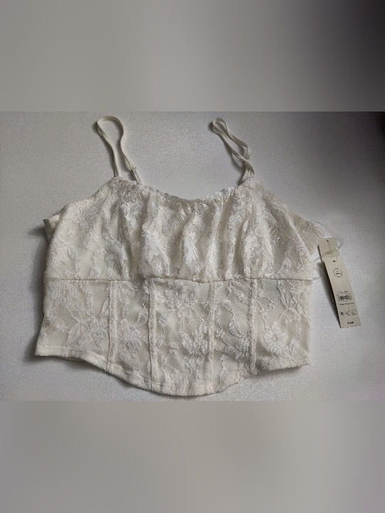 Tops - No Boundaries Lace Cropped Cami Top Only White Size XL New